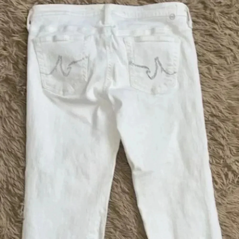AG Adriano Goldschmied the Capri White Denim Capri 5-Pocket Jeans Women size 30